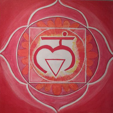 Muladhara or Coccygeal or Root Chakra_acrylics on canvas painting by meenal