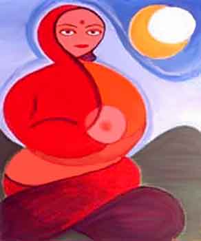 Mamma_Jamini_roy-inspired-acrylics on canvas painting by meenal