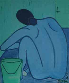 Blue Bather- Picasso-inspired-acrylics on canvas painting by meenal