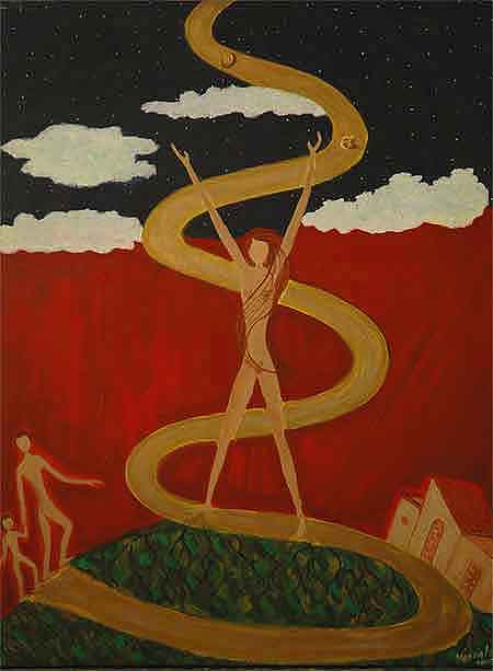 rooted-woman-acrylics on canvas painting by meenal