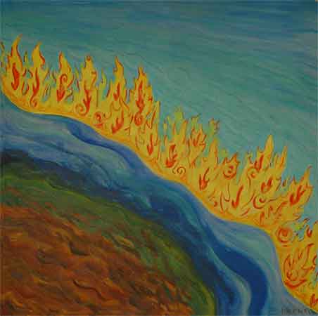 five-elements of nature acrylics on canvas painting by meenal