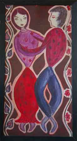 figurative-painting-'Loverdolls'-canvas painting by meenal